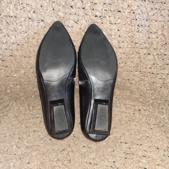 JADYROSE-Geometric Heel-Asymmetrical Zip-Black Leather Booties-Sz 7-Excellent - Picture 8 of 8